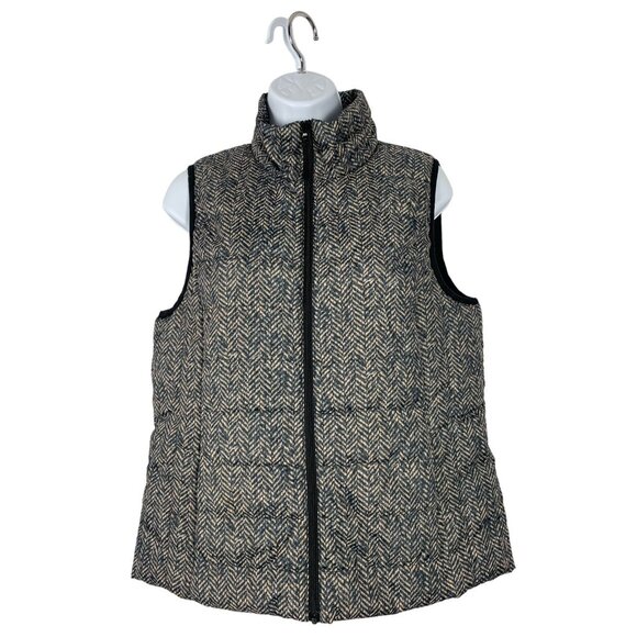 Rafaella Sport Herringbone Puffer Vest With Stand Collar & Zip Closure Medium - Picture 1 of 8